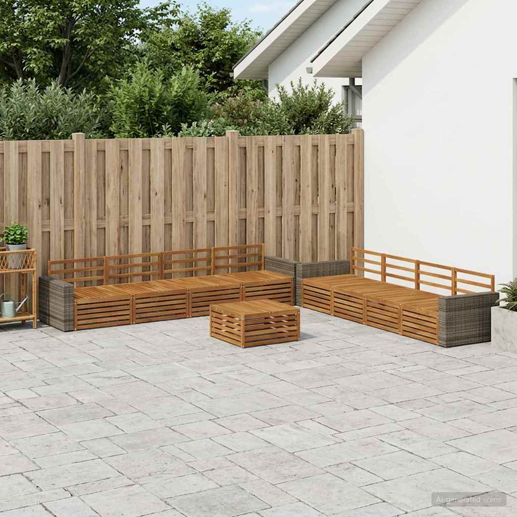 vidaXL Outdoor Sofa Set 9 pcs Natural Solid Acacia wood