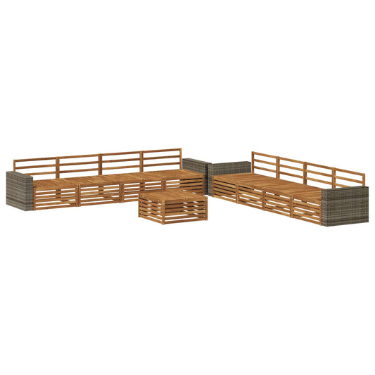 vidaXL Outdoor Sofa Set 9 pcs Natural Solid Acacia wood
