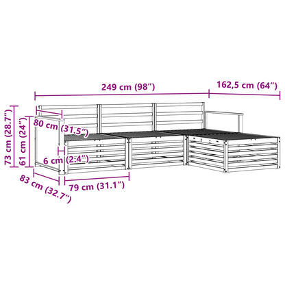vidaXL Outdoor Sofa Set Natural 249 x 162.5 x 73 cm Solid Acacia Wood