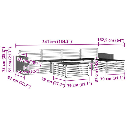 vidaXL Outdoor Sofa Set 6 pcs Natural 79 x 79 x 37 cm