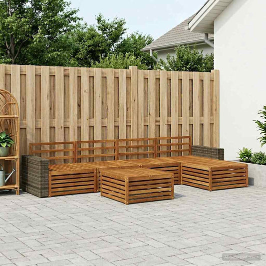 vidaXL Outdoor Sofa Set 6 pcs Natural 79 x 79 x 37 cm