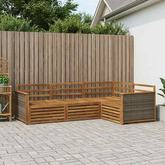 vidaXL Outdoor Sofa Set 4 pcs Natural Solid Acacia Wood