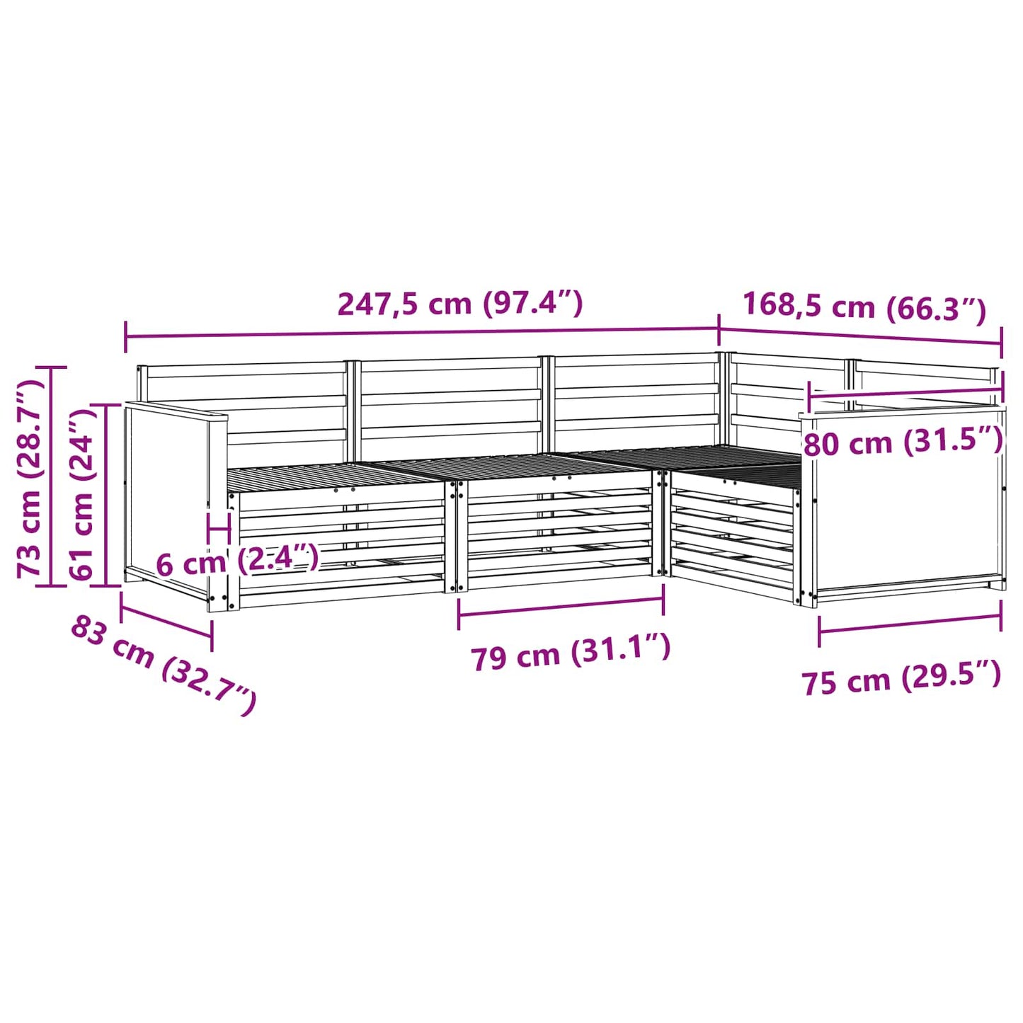vidaXL Outdoor Sofa Set 4 pcs Natural Solid Acacia Wood