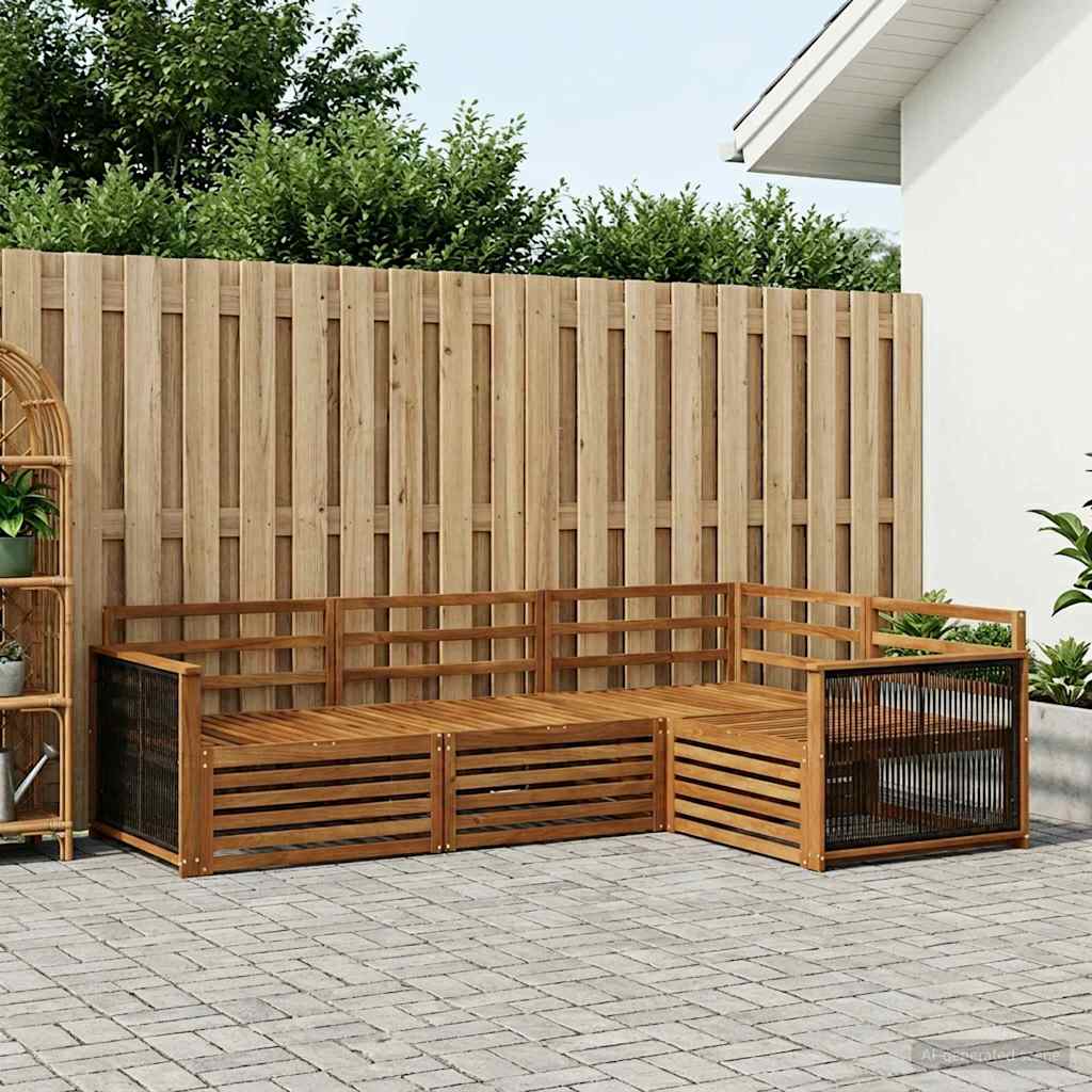 vidaXL Outdoor Sofa Set 4 pcs Natural Solid Acacia Wood