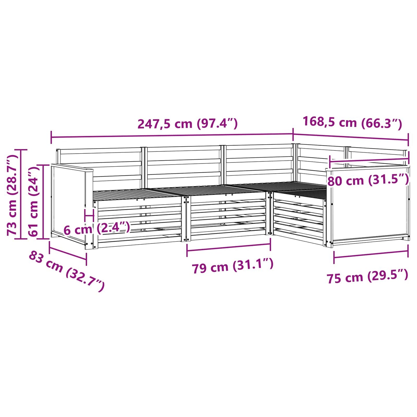 vidaXL Outdoor Sofa Set 4 pcs Natural Solid Acacia Wood