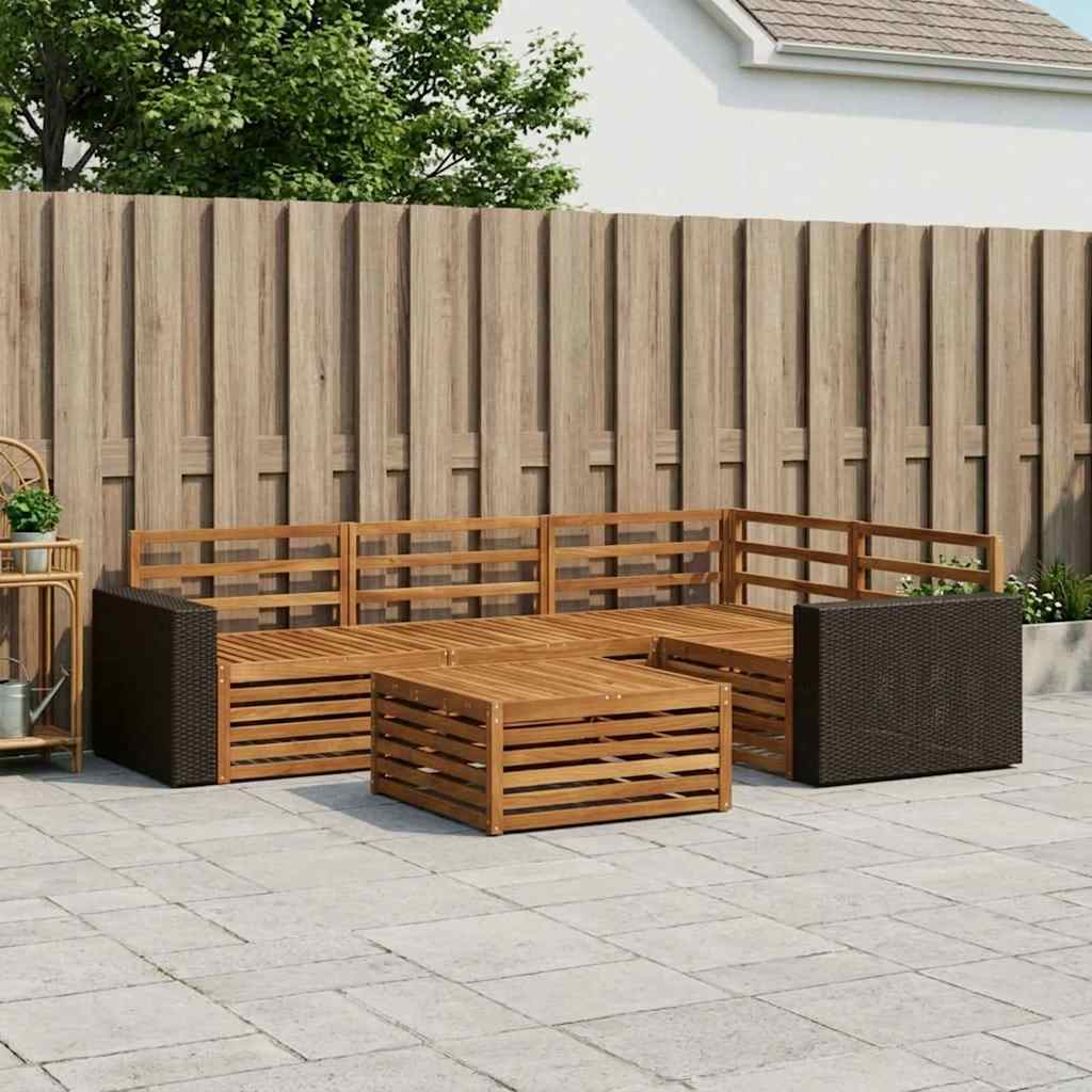 vidaXL Outdoor Sofa Set 5 pcs Natural 79 x 79 x 37 cm
