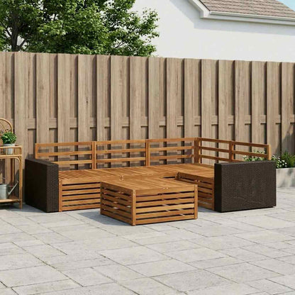 vidaXL Outdoor Sofa Set 5 pcs Natural 79 x 79 x 37 cm