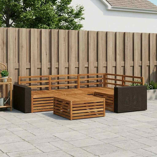 vidaXL Outdoor Sofa Set 5 pcs Natural 79 x 79 x 37 cm