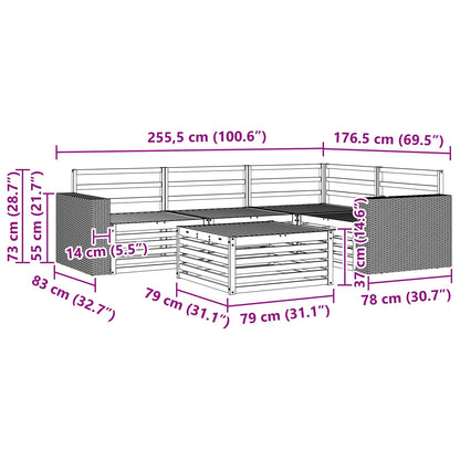 vidaXL Outdoor Sofa Set 5 pcs Natural 79 x 79 x 37 cm
