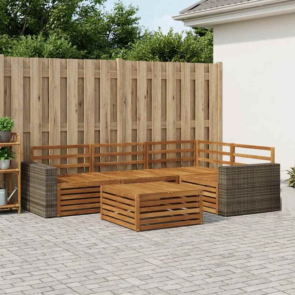 vidaXL Outdoor Sofa Set 5 pcs Natural 79 x 79 x 37 cm