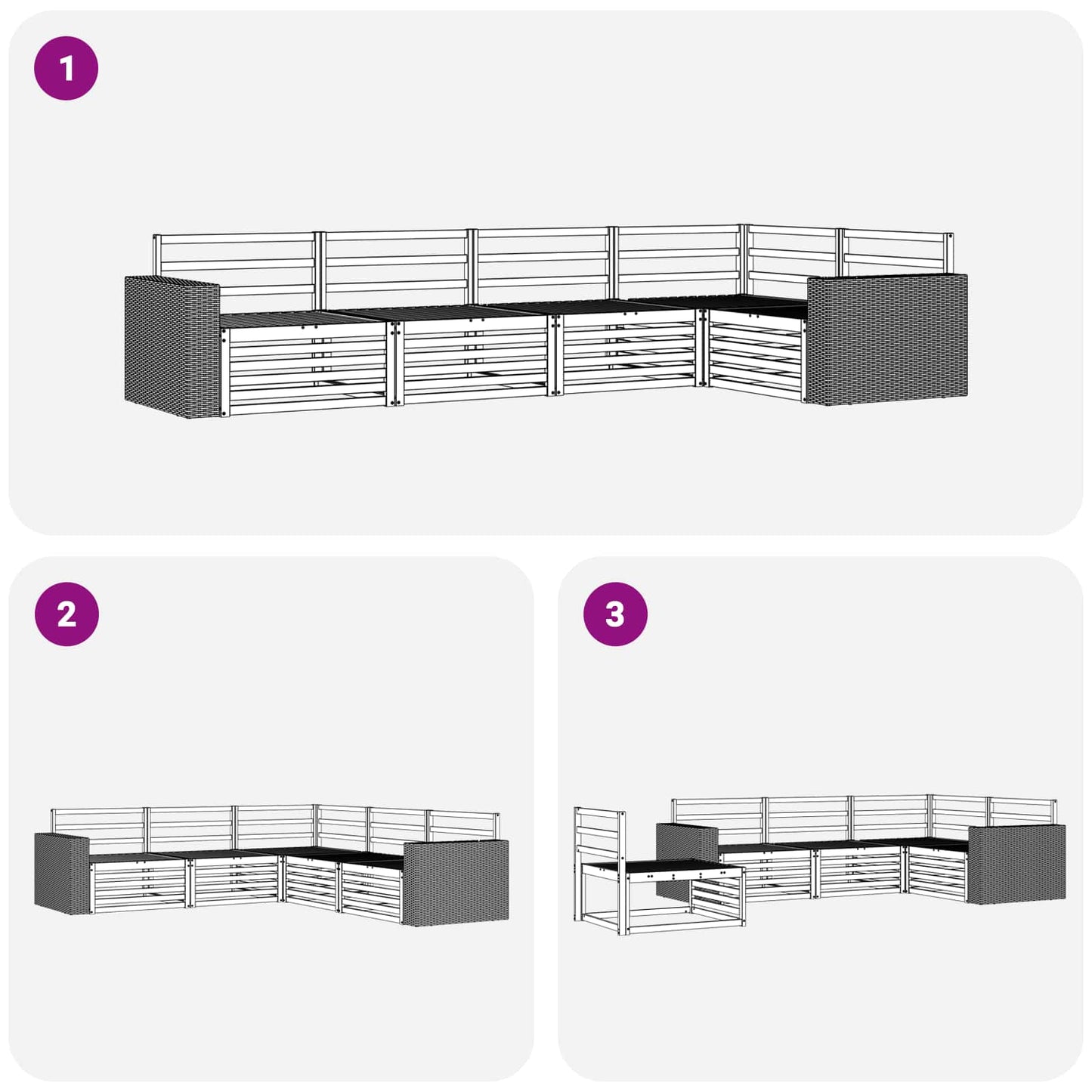 vidaXL Outdoor Sofa Set 5 pcs Natural 331 x 172.5 x 73 cm