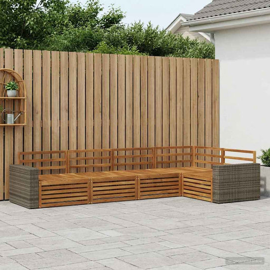 vidaXL Outdoor Sofa Set 5 pcs Natural 331 x 172.5 x 73 cm