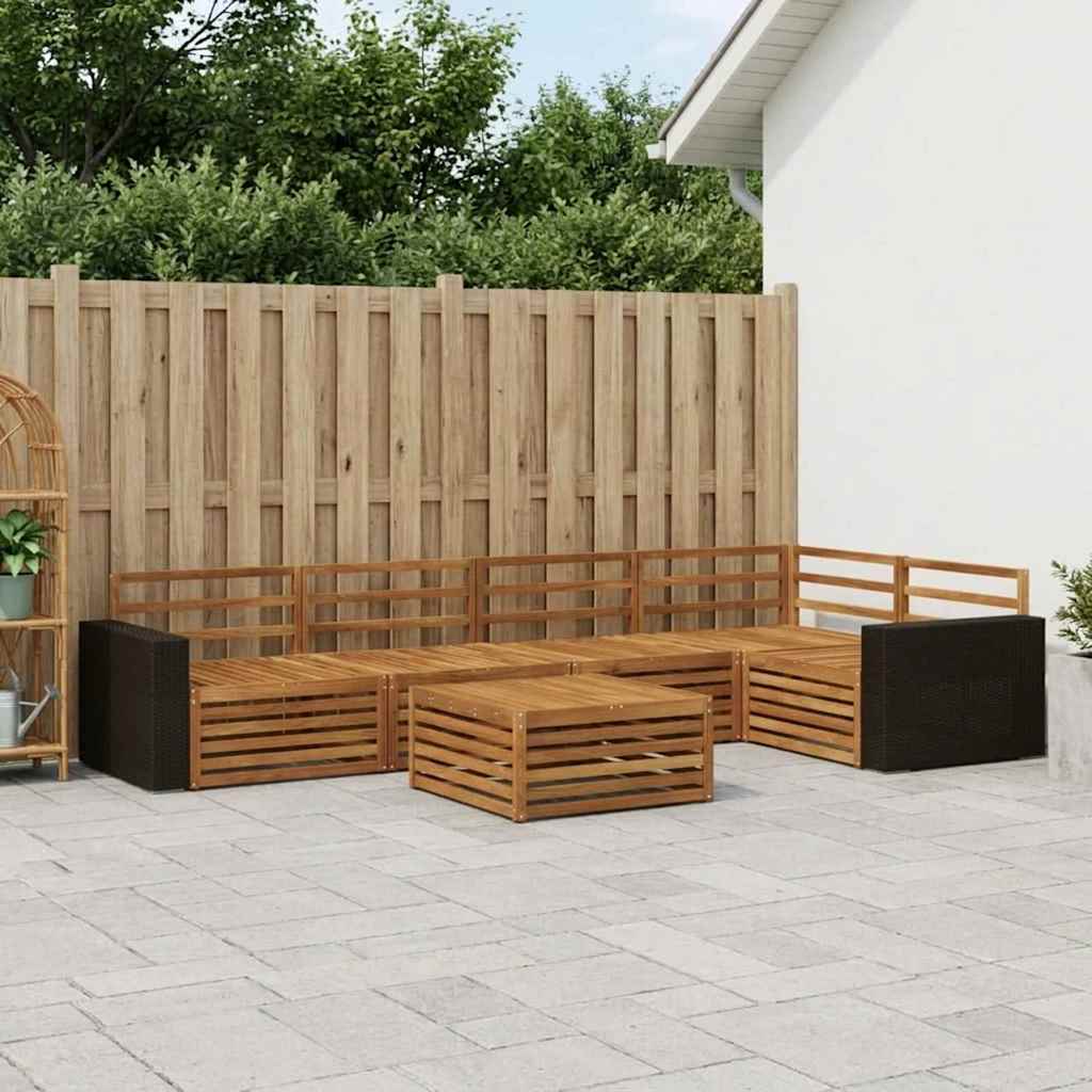vidaXL Outdoor Sofa Set 6 pcs Natural 79 x 79 x 37 cm