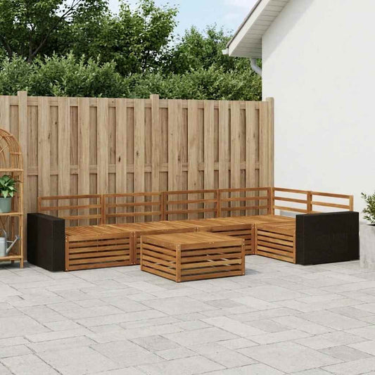 vidaXL Outdoor Sofa Set 6 pcs Natural 79 x 79 x 37 cm