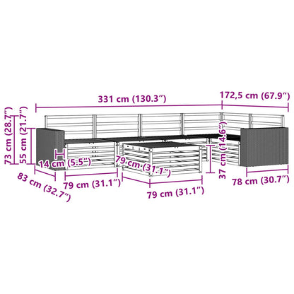 vidaXL Outdoor Sofa Set 6 pcs Natural 79 x 79 x 37 cm