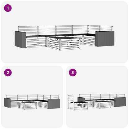 vidaXL Outdoor Sofa Set 6 pcs Natural 79 x 79 x 37 cm