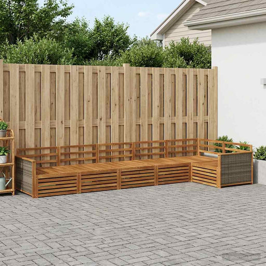 vidaXL Outdoor Sofa Set 6 pcs Natural Solid Acacia Wood