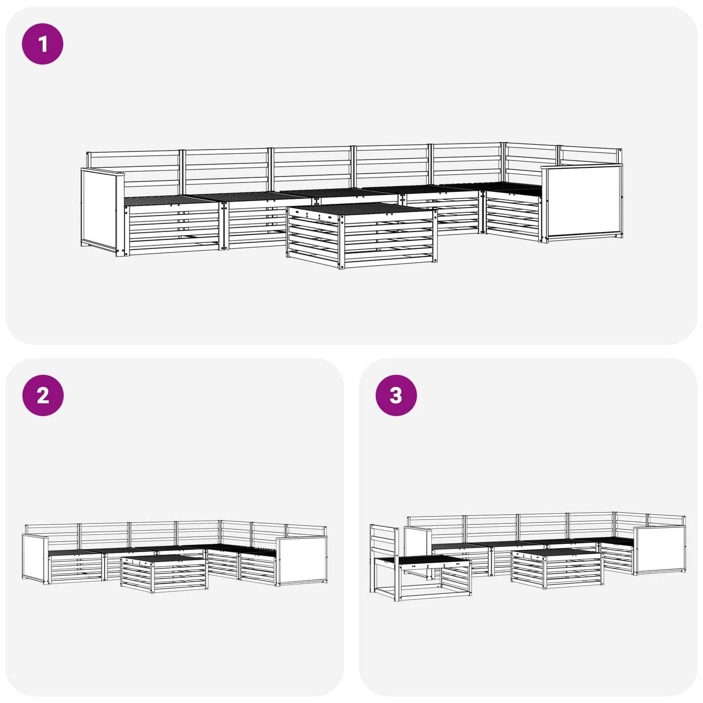 vidaXL Outdoor Sofa Set 7 pcs Natural Solid Acacia Wood