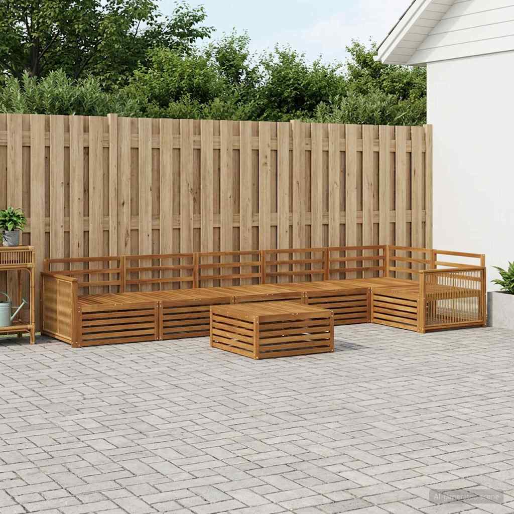 vidaXL Outdoor Sofa Set 7 pcs Natural Solid Acacia Wood