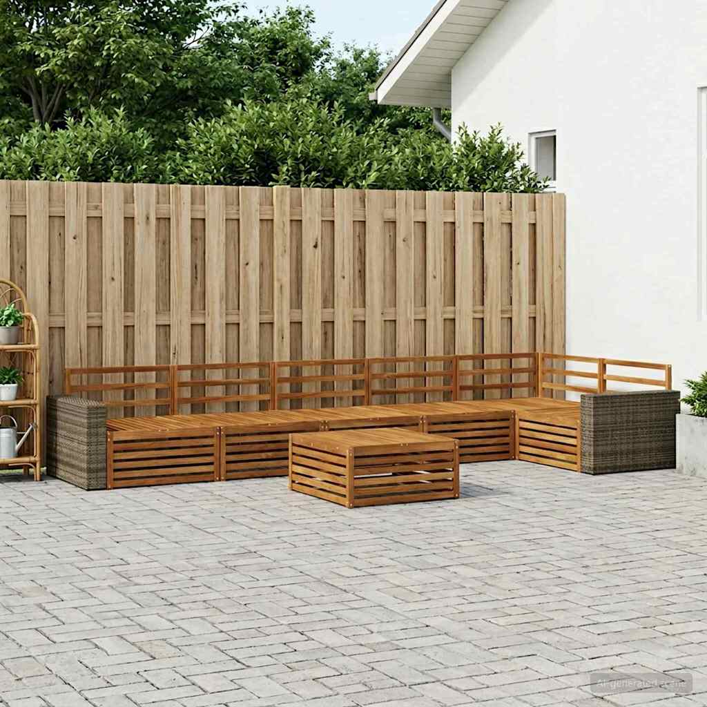 vidaXL Outdoor Sofa Set 7 pcs Natural 79 x 79 x 37 cm