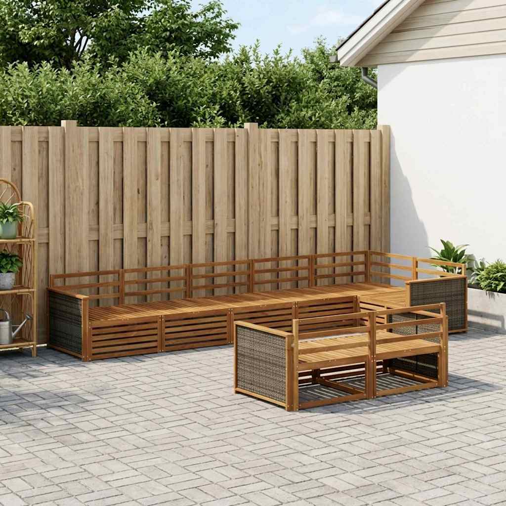 vidaXL Outdoor Sofa Set 8 pcs Natural