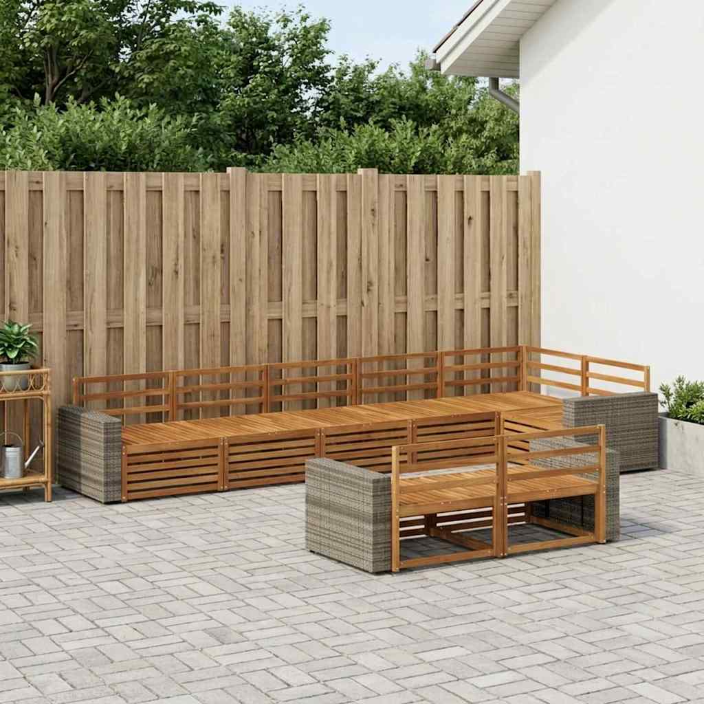 vidaXL Outdoor Sofa Set 8 pcs Natural