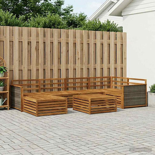 vidaXL Outdoor Sofa Set 7 pcs Natural