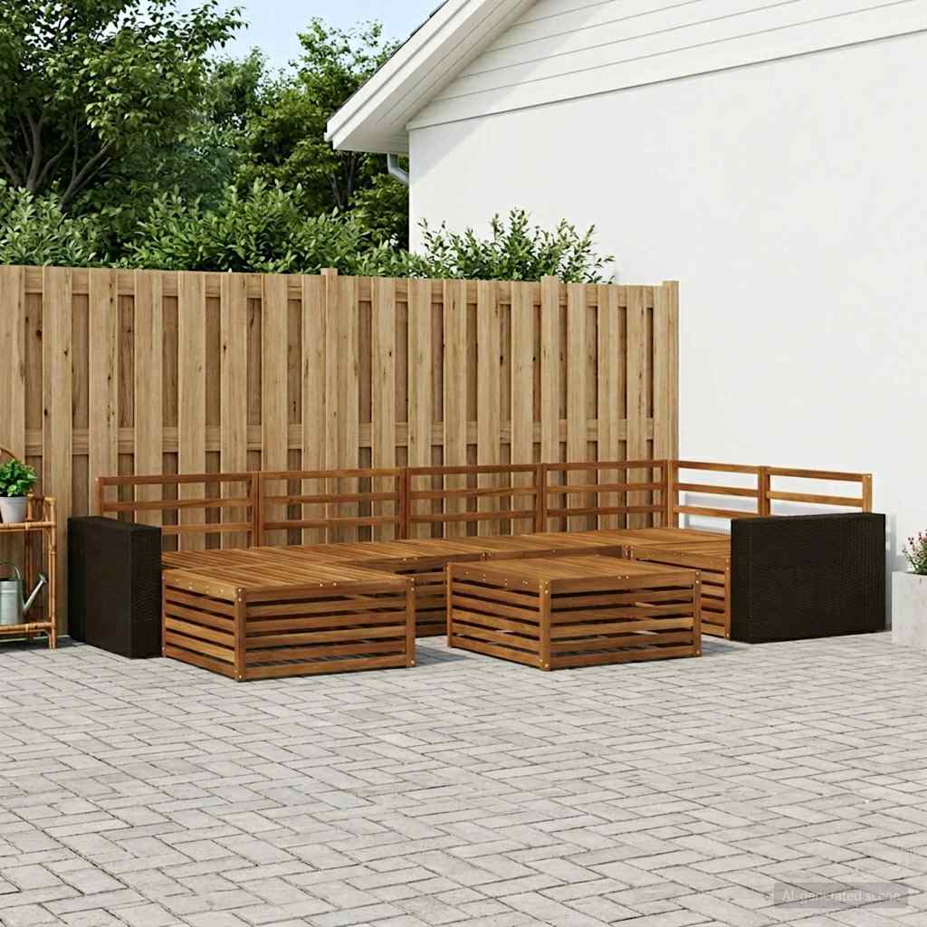 vidaXL Outdoor Sofa Set 7 pcs Natural