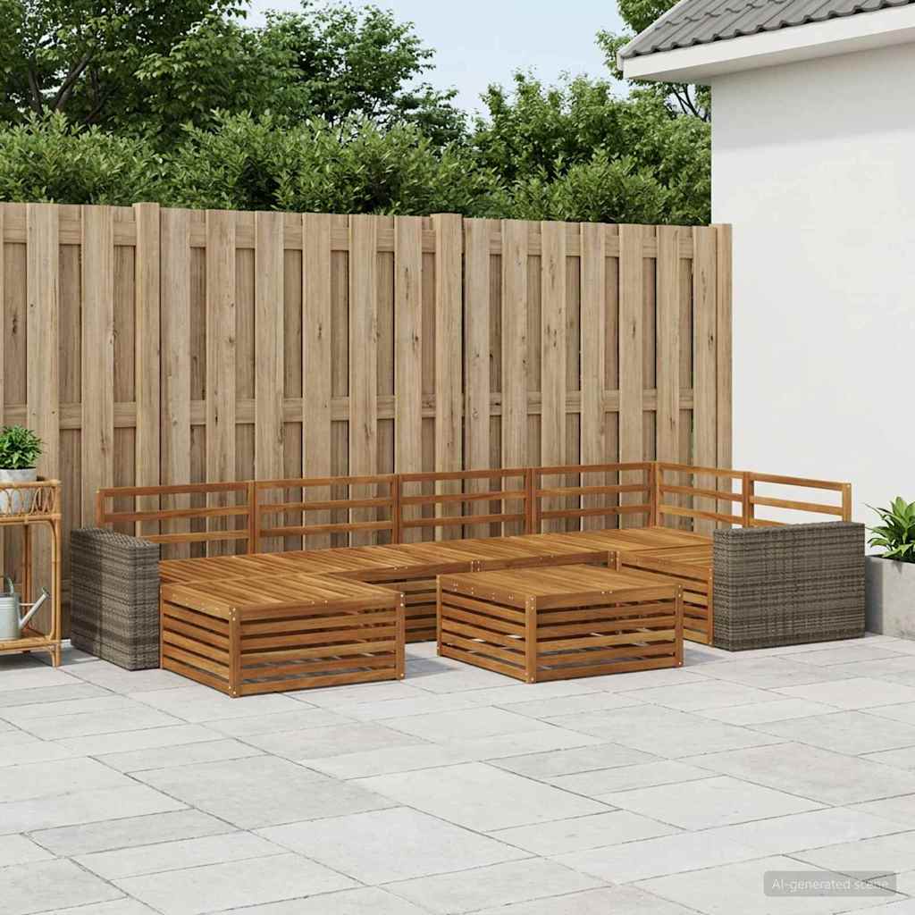 vidaXL Outdoor Sofa Set 7 pcs Natural