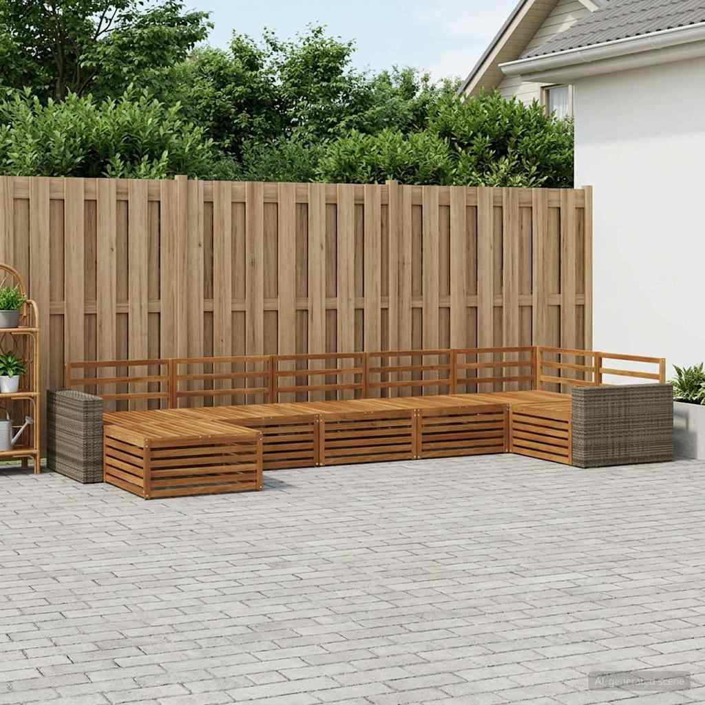 vidaXL Outdoor Sofa Set 7 pcs Natural