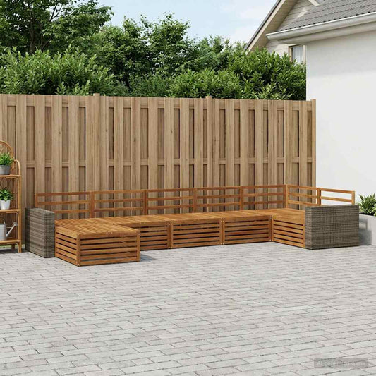 vidaXL Outdoor Sofa Set 7 pcs Natural