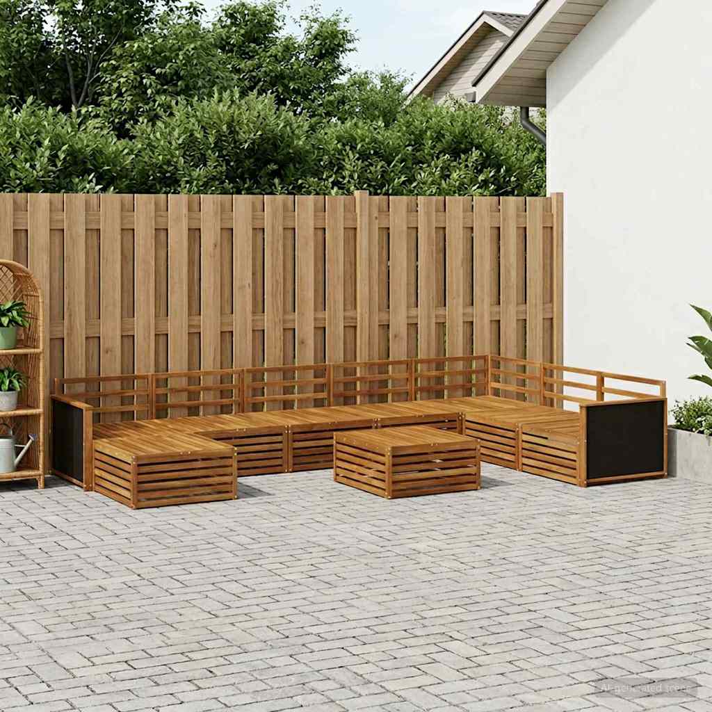 vidaXL Outdoor Sofa Set 9 pcs Natural Solid Acacia Wood