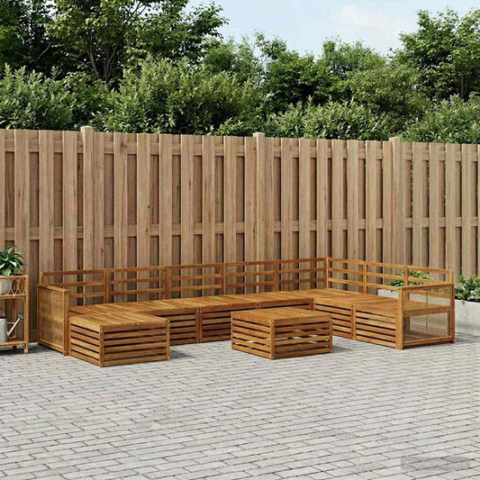 vidaXL Outdoor Sofa Set 9 pcs Natural Solid Acacia Wood