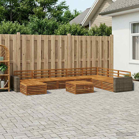 vidaXL Outdoor Sofa Set 9 pcs Natural Solid Acacia Wood