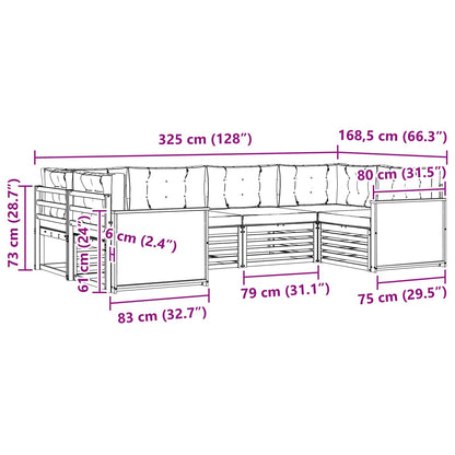 vidaXL Outdoor Sofa Set 6 pcs Natural Solid Acacia Wood
