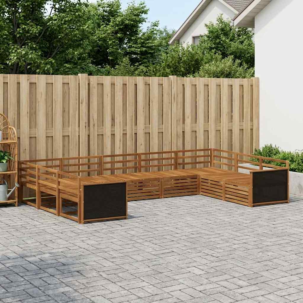 vidaXL Outdoor Sofa Set 9 pcs Natural Solid Acacia Wood