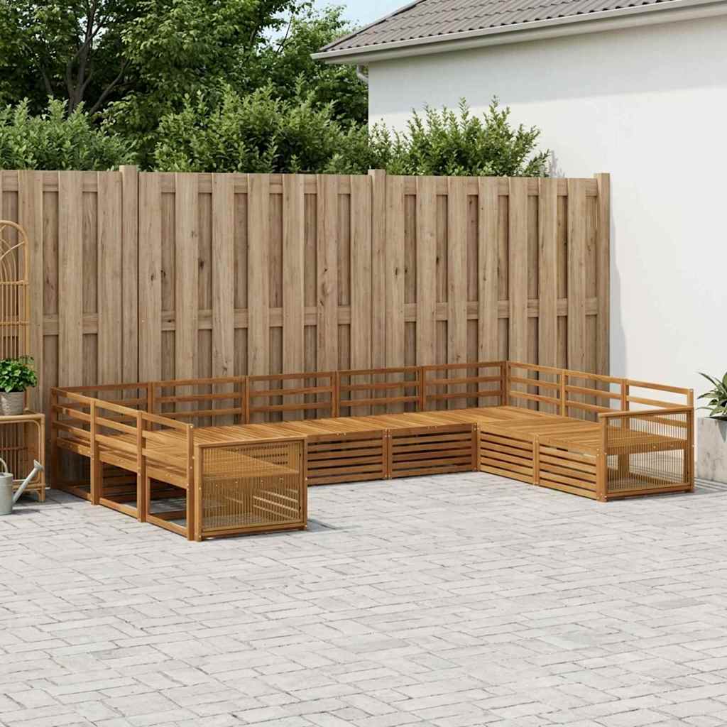 vidaXL Outdoor Sofa Set 9 pcs Natural Solid Acacia Wood
