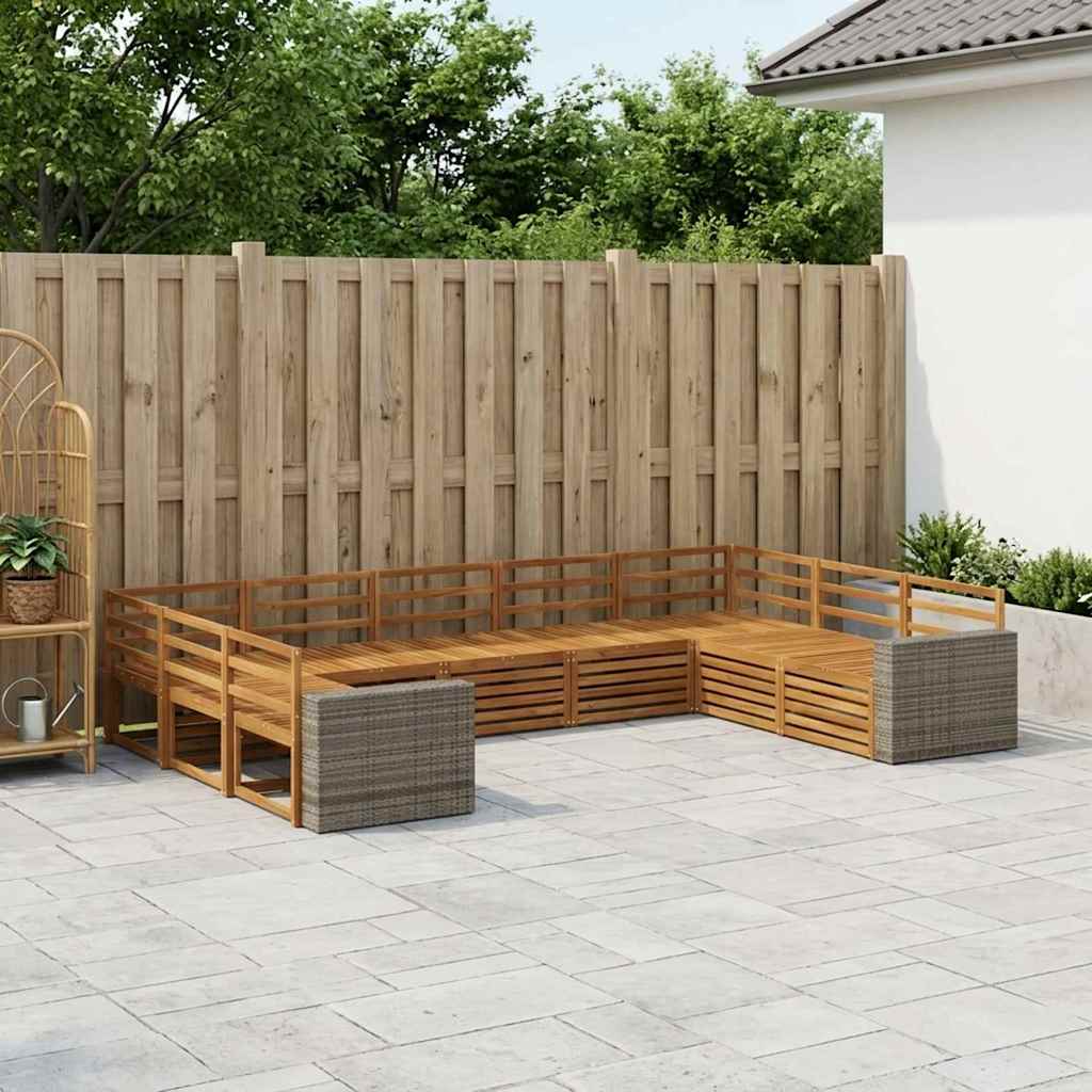 vidaXL Outdoor Sofa Set 9 pcs Natural Solid Acacia Wood