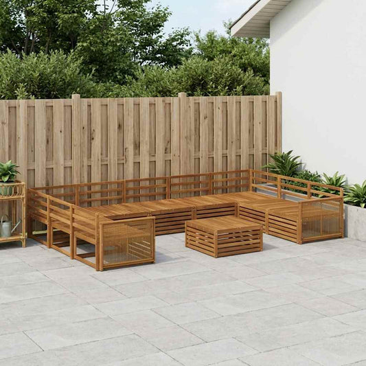 vidaXL Outdoor Sofa Set 10 pcs Natural Solid Acacia Wood