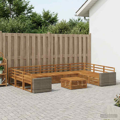 vidaXL Outdoor Sofa Set 10 pcs Natural Solid Acacia Wood
