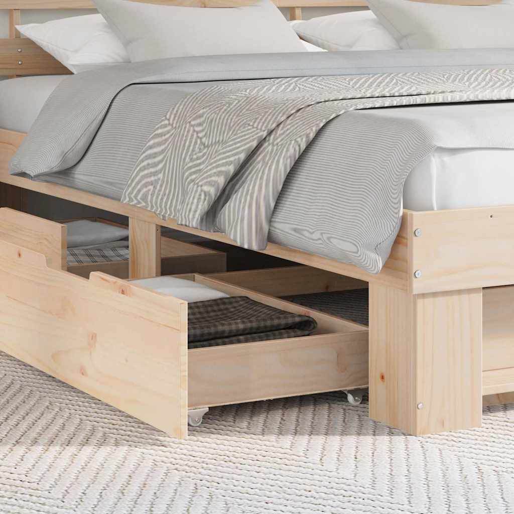 vidaXL Bed Frame with Headboard Brown 200 x 200 cm Solid Pine Wood