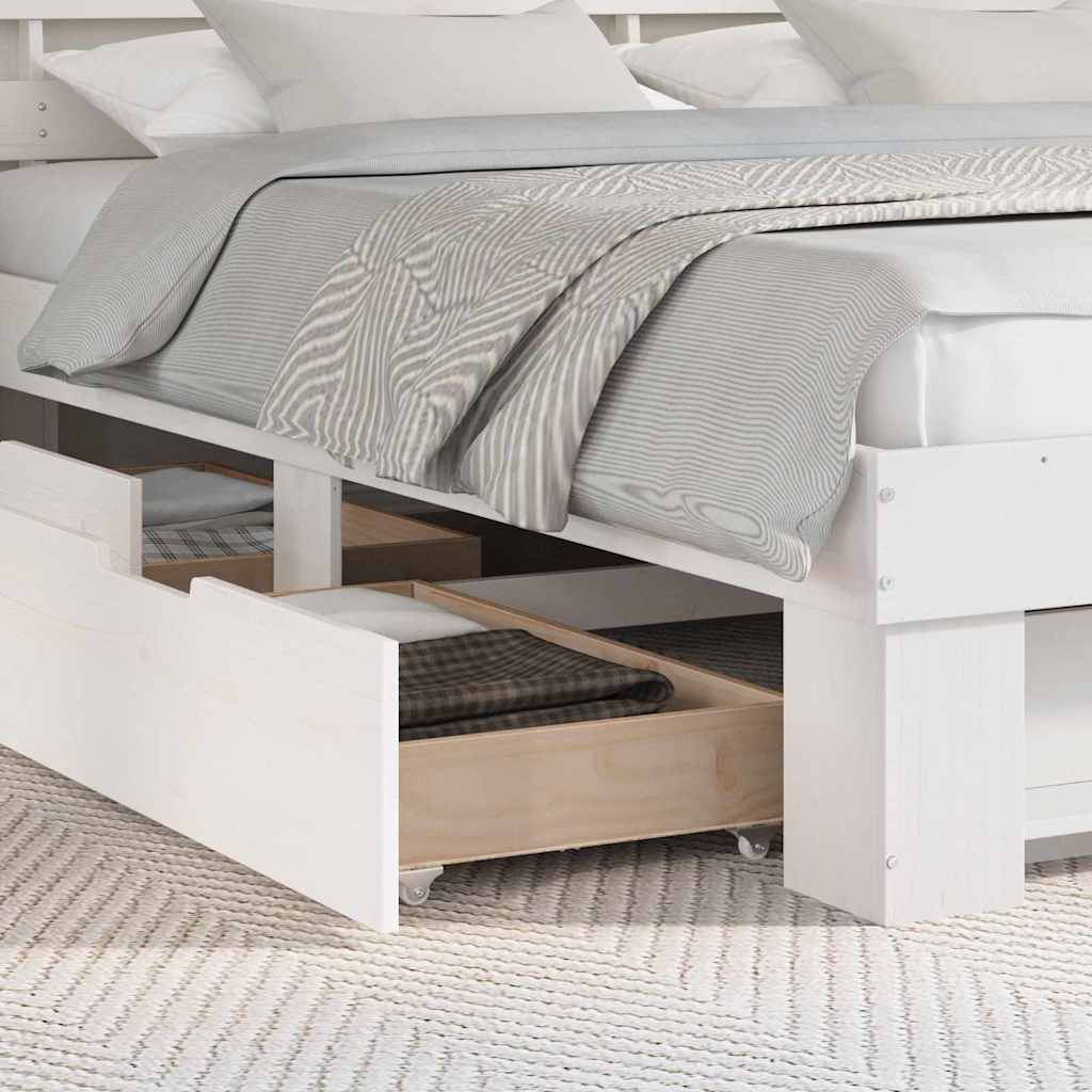 vidaXL Bed Frame with Headboard White 200 x 200 cm Solid Pine Wood