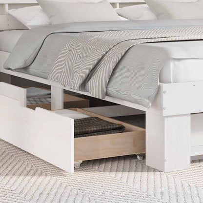 vidaXL Bed Frame with Headboard White 200 x 200 cm Solid Pine Wood