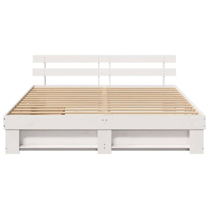 vidaXL Bed Frame with Headboard White 200 x 200 cm Solid Pine Wood