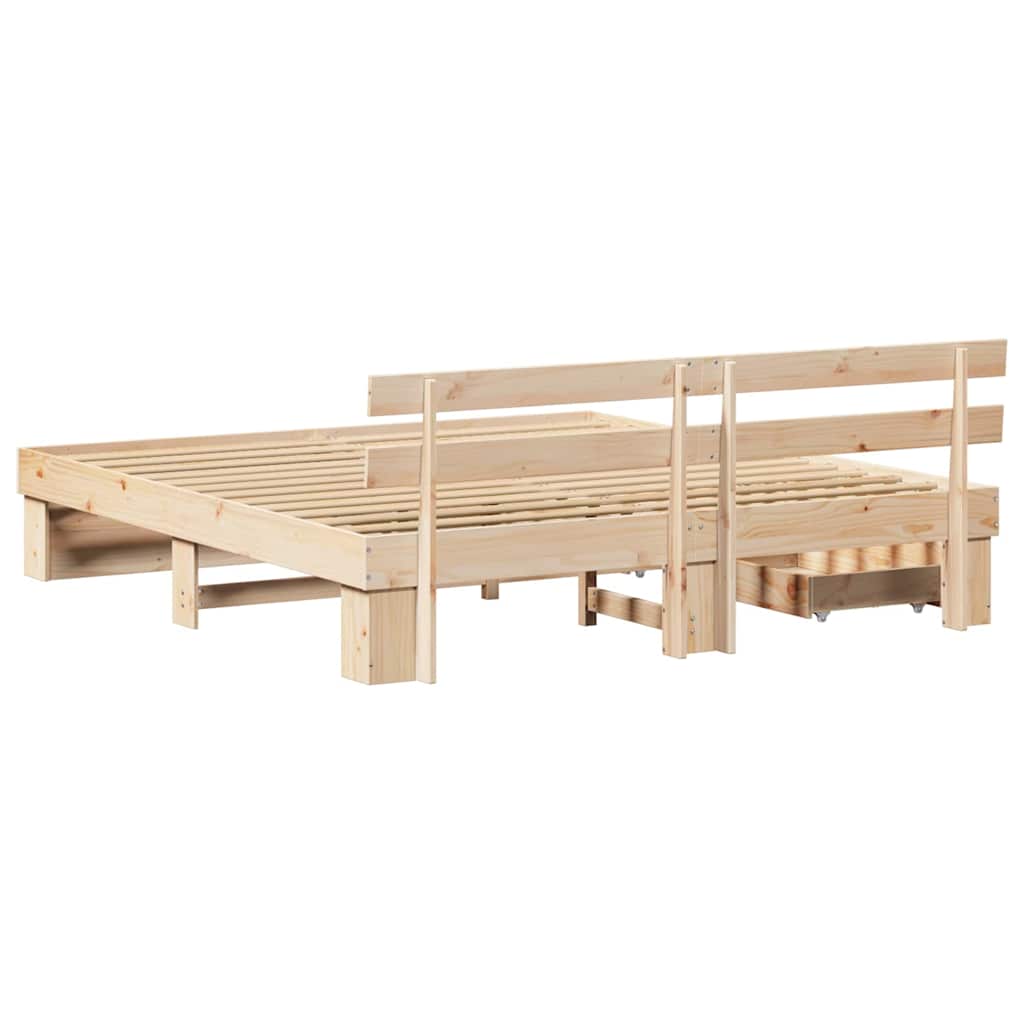 vidaXL Bed Frame with Headboard Brown 180 x 200 cm Solid Pine Wood