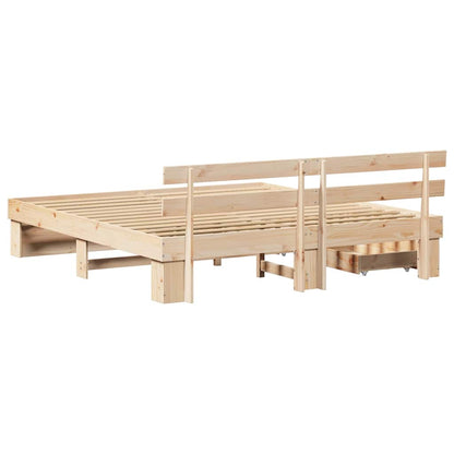 vidaXL Bed Frame with Headboard Brown 180 x 200 cm Solid Pine Wood