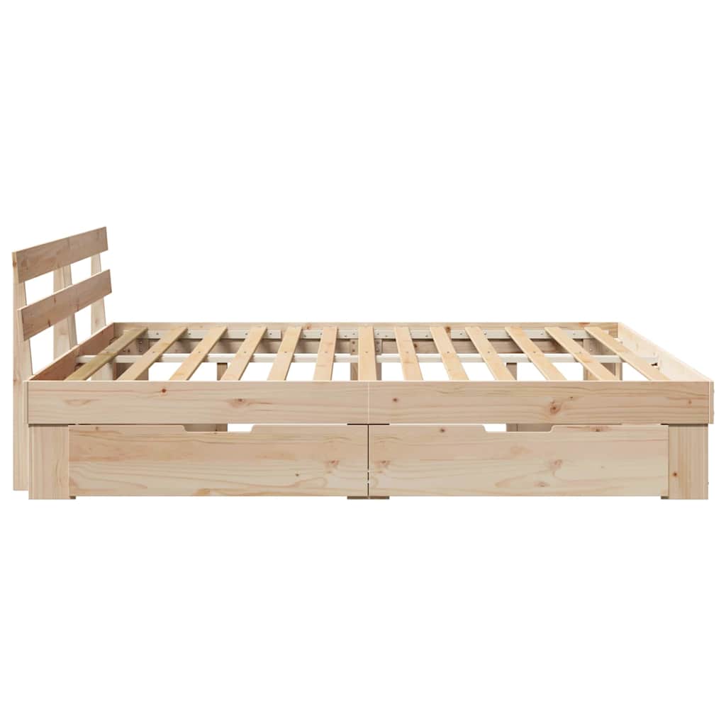 vidaXL Bed Frame with Headboard Brown 180 x 200 cm Solid Pine Wood