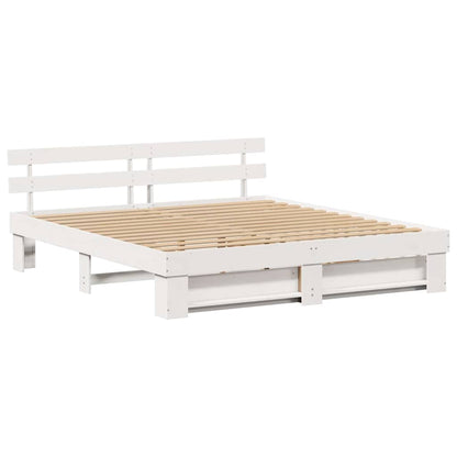 vidaXL Bed Frame with Headboard White 180 x 200 cm Solid Pine Wood