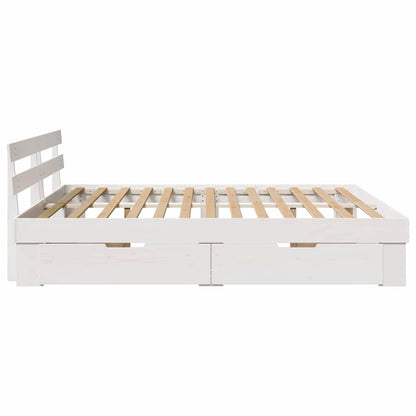 vidaXL Bed Frame with Headboard White 180 x 200 cm Solid Pine Wood