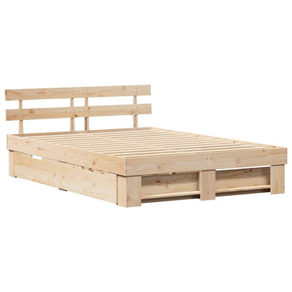 vidaXL Bed Frame with Headboard Brown 160 x 200 cm Solid Pine Wood